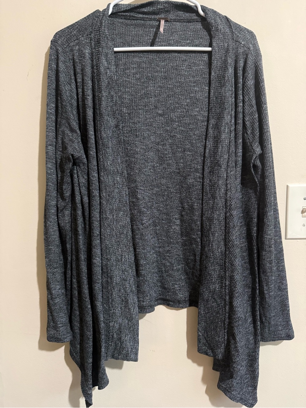 Poof! Open-Front Lightweight Cardigan - Charcoal Gray